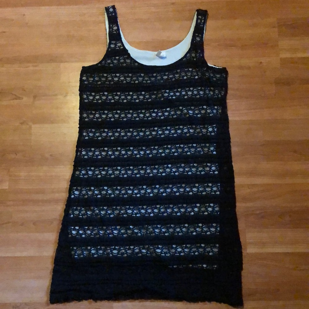 frenchi sleeveless black lace dress